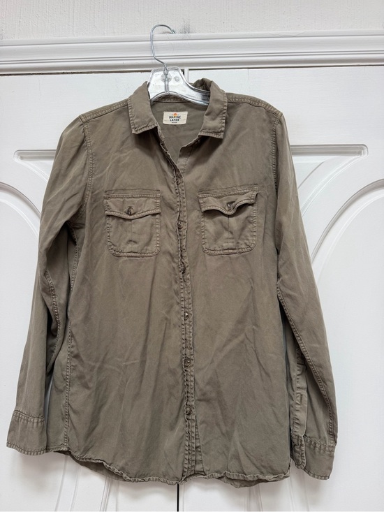 Marine Layer Tops - Marine Layer Men's Olive Button-Down Utility Shirt